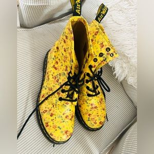 Dr. Martens Yellow Daisy Leather Boots